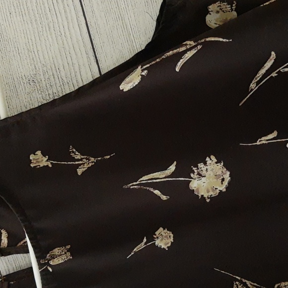 Floral Watercolor Print Tank Dress VTG 90s Brown Beige Size M - Picture 4 of 10